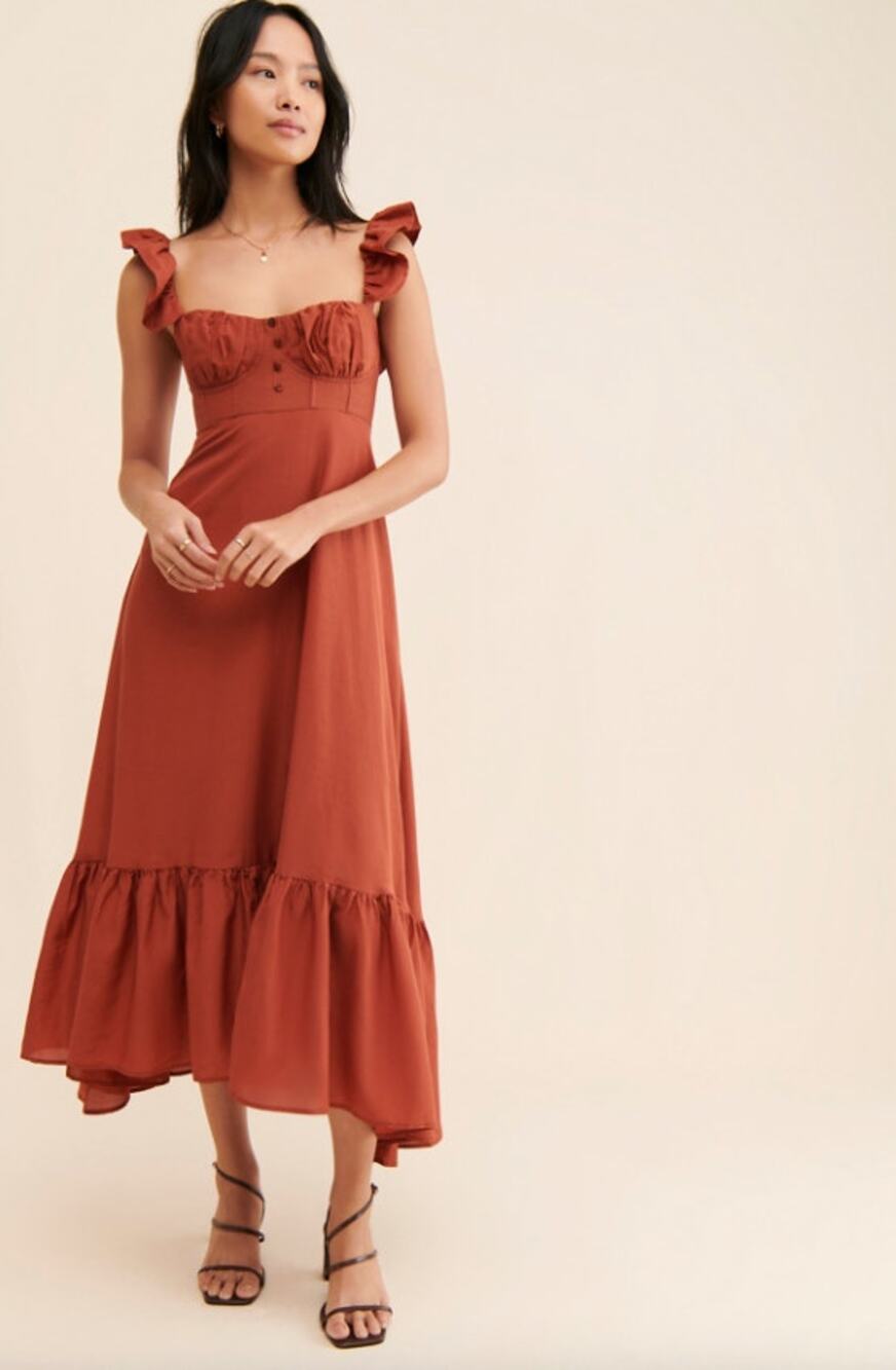 Farm Rio Sleeveless Maxi Dress Cinnamon Bark Size Small